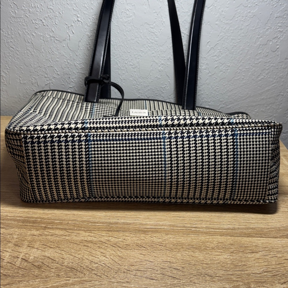 Ralph Lauren Black & White Houndstooth Shoulder Purse Tote Bag - Picture 10 of 11